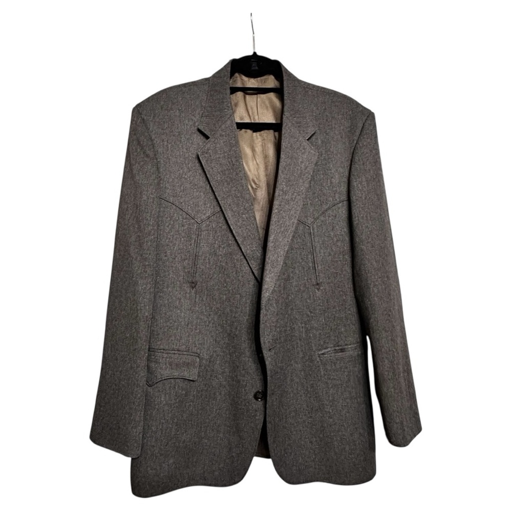 Circle S Western Blazer 46R Made in USA Brown VTG Sport Coat Western Yoke